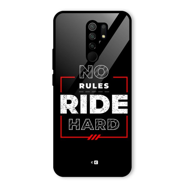 Rules Ride Hard Glass Back Case for Redmi 9 Prime