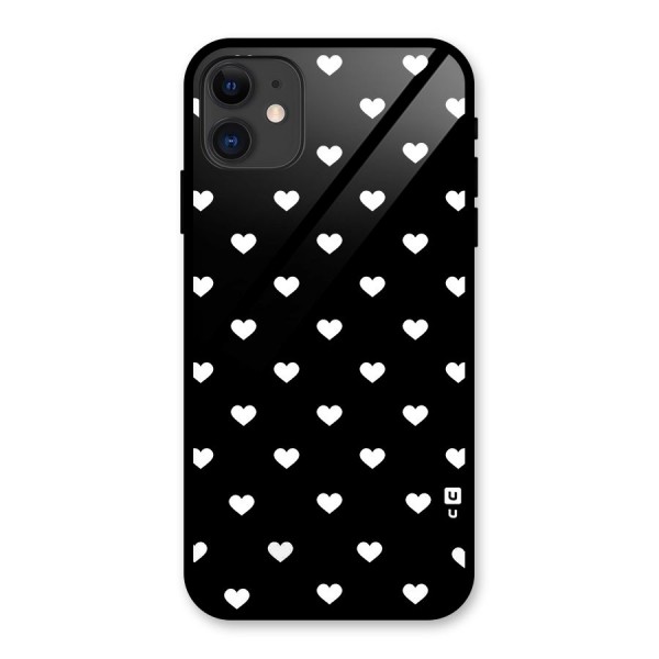 Seamless Hearts Pattern Glass Back Case for iPhone 11