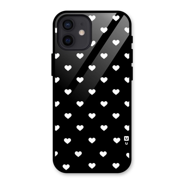 Seamless Hearts Pattern Glass Back Case for iPhone 12