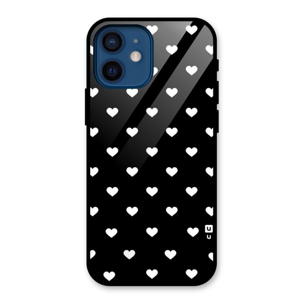 Seamless Hearts Pattern Glass Back Case for iPhone 12 Mini