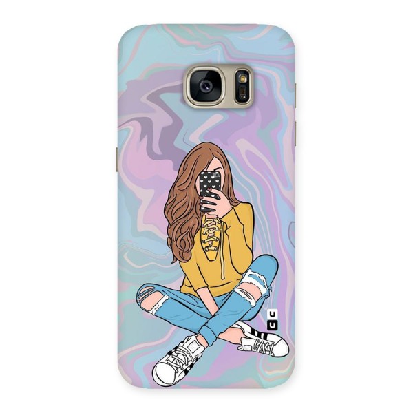 Selfie Girl Illustration Back Case for Galaxy S7