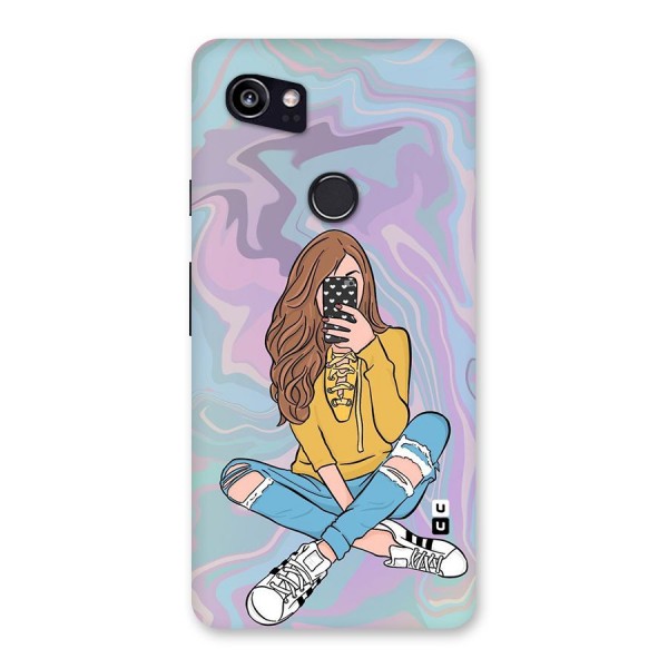 Selfie Girl Illustration Back Case for Google Pixel 2 XL