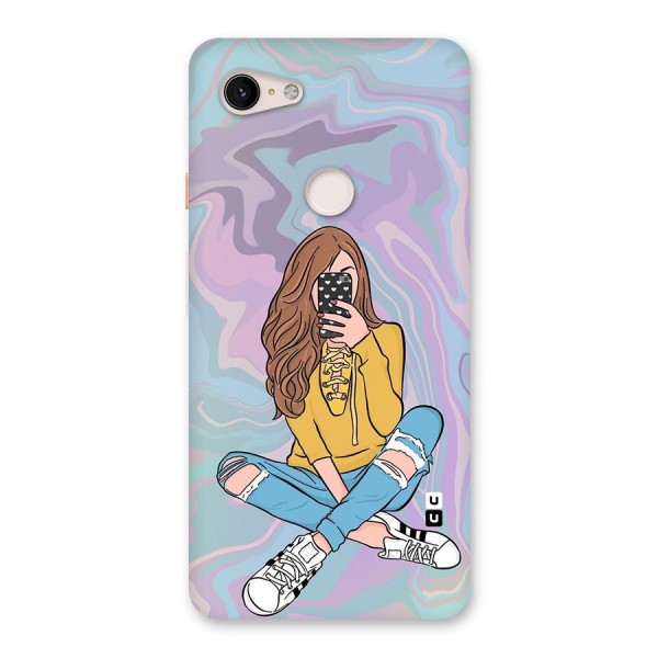 Selfie Girl Illustration Back Case for Google Pixel 3 XL