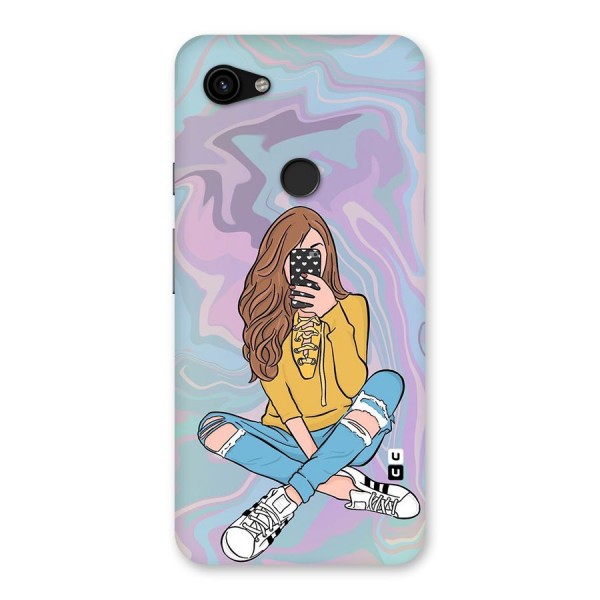 Selfie Girl Illustration Back Case for Google Pixel 3a XL