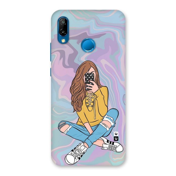 Selfie Girl Illustration Back Case for Huawei P20 Lite