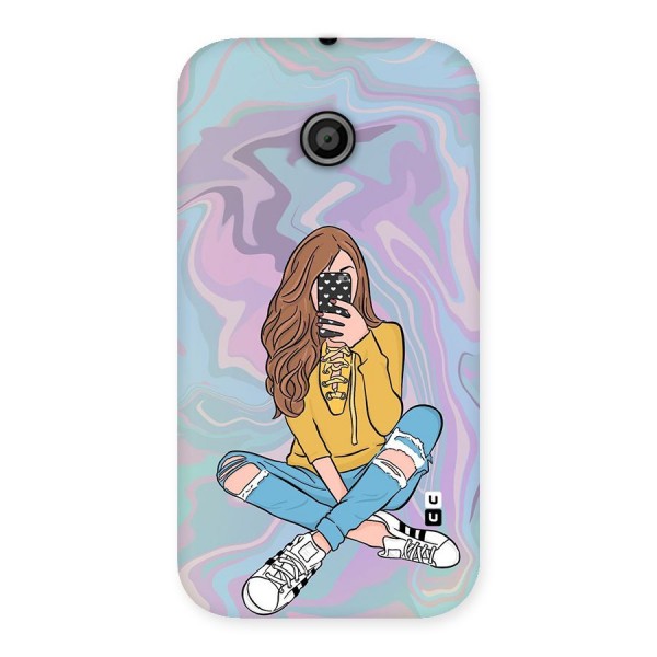 Selfie Girl Illustration Back Case for Moto E