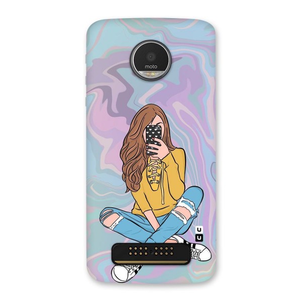 Selfie Girl Illustration Back Case for Moto Z Play