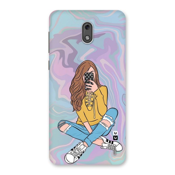 Selfie Girl Illustration Back Case for Nokia 2