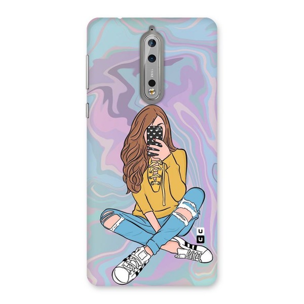 Selfie Girl Illustration Back Case for Nokia 8