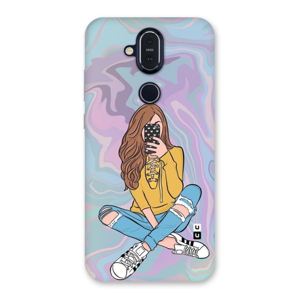 Selfie Girl Illustration Back Case for Nokia 8.1