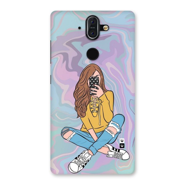 Selfie Girl Illustration Back Case for Nokia 8 Sirocco