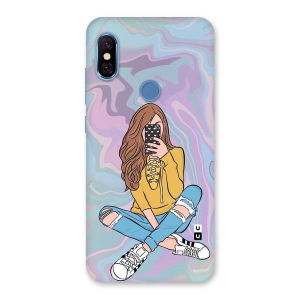 Selfie Girl Illustration Back Case for Redmi Note 6 Pro