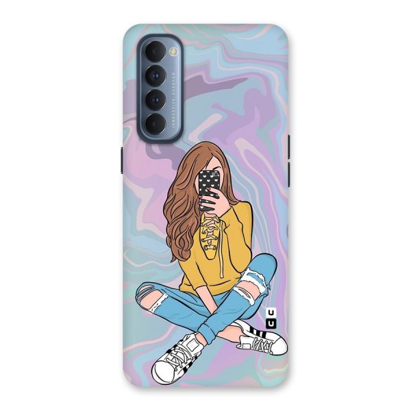 Selfie Girl Illustration Back Case for Reno4 Pro