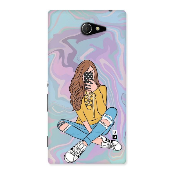 Selfie Girl Illustration Back Case for Sony Xperia M2