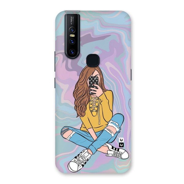 Selfie Girl Illustration Back Case for Vivo V15