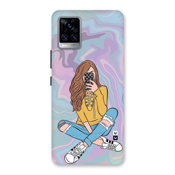 Selfie Girl Illustration Back Case for Vivo V20 Pro