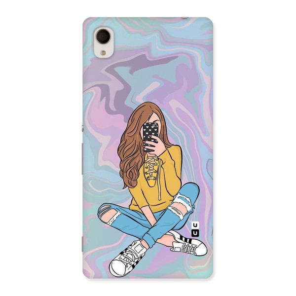 Selfie Girl Illustration Back Case for Xperia M4 Aqua