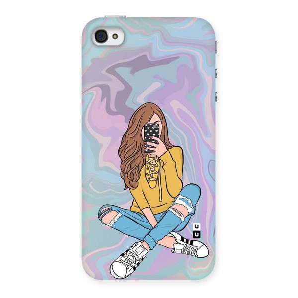 Selfie Girl Illustration Back Case for iPhone 4 4s