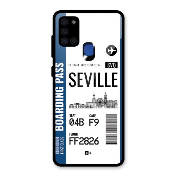 Seville Boarding Pass Glass Back Case for Galaxy A21s