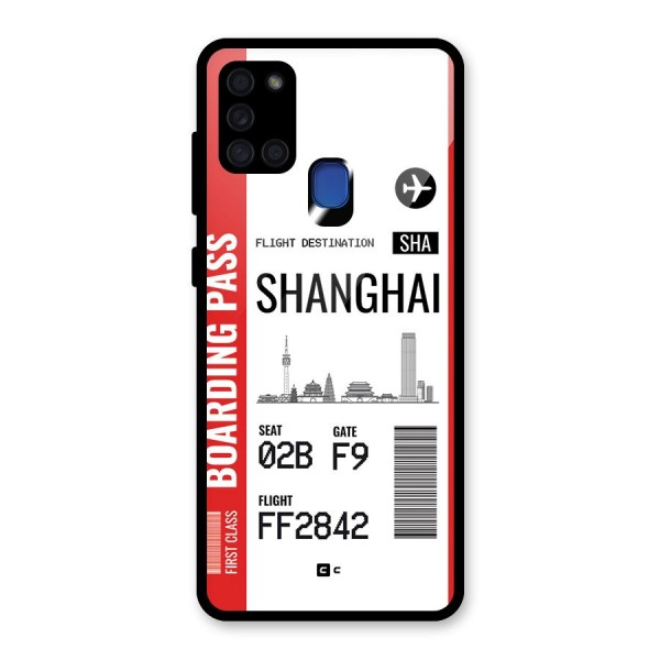 Shanghai Boarding Pass Glass Back Case for Galaxy A21s