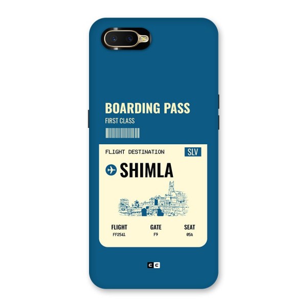 Shimla Boarding Pass Back Case for Oppo K1