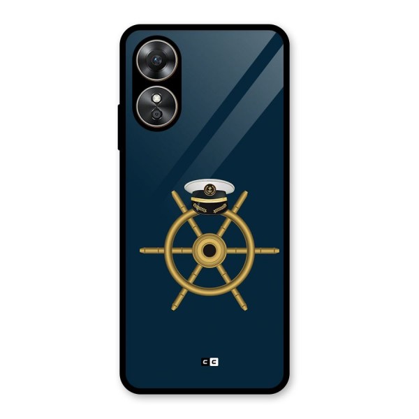 Ship Wheel And Cap Glass Back Case for Oppo A17