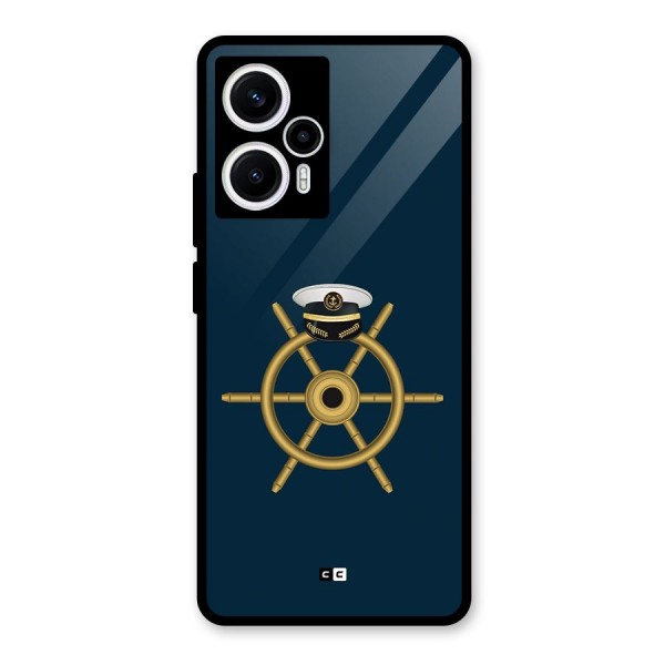 Ship Wheel And Cap Glass Back Case for Poco F5