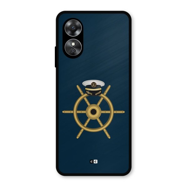 Ship Wheel And Cap Metal Back Case for Oppo A17