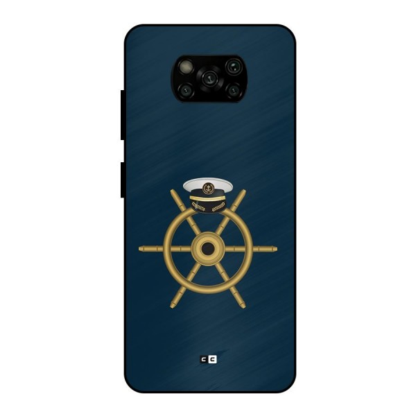 Ship Wheel And Cap Metal Back Case for Poco X3