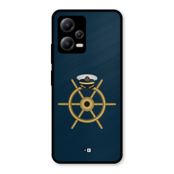 Ship Wheel And Cap Metal Back Case for Poco X5