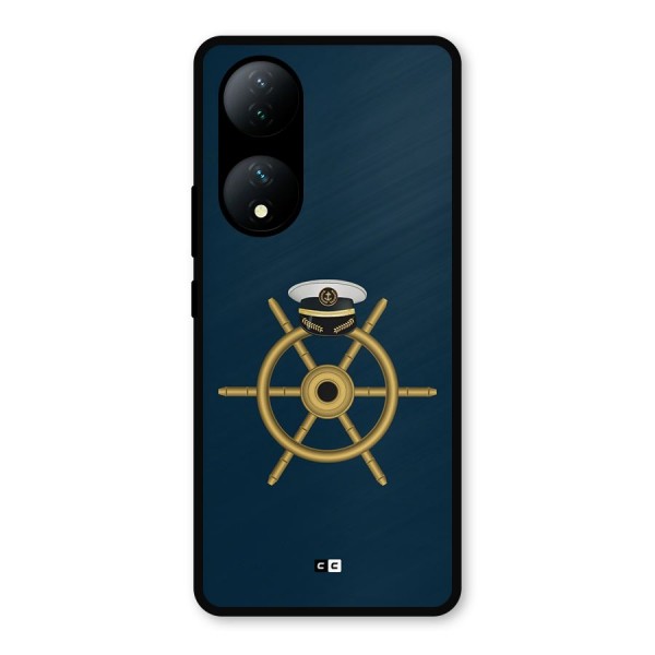 Ship Wheel And Cap Metal Back Case for Vivo T2