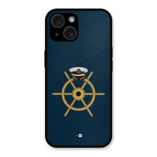 Ship Wheel And Cap Metal Back Case for iPhone 15