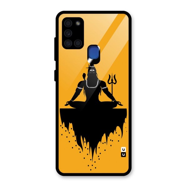 Shiva Meditation Glass Back Case for Galaxy A21s