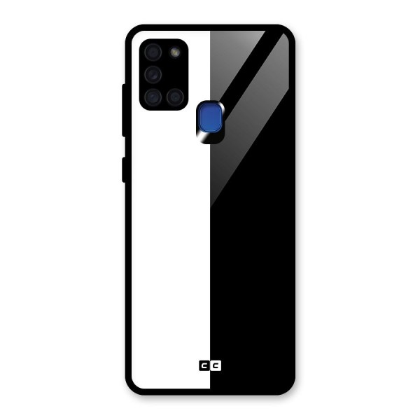 Simple Black White Glass Back Case for Galaxy A21s