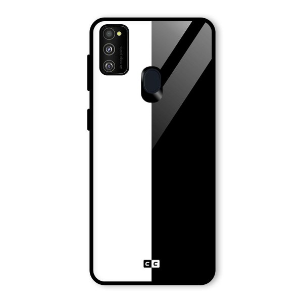 Simple Black White Glass Back Case for Galaxy M21