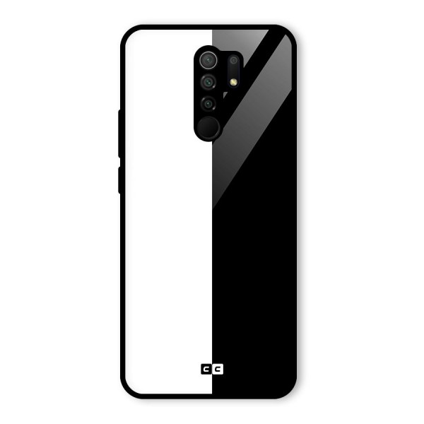 Simple Black White Glass Back Case for Redmi 9 Prime