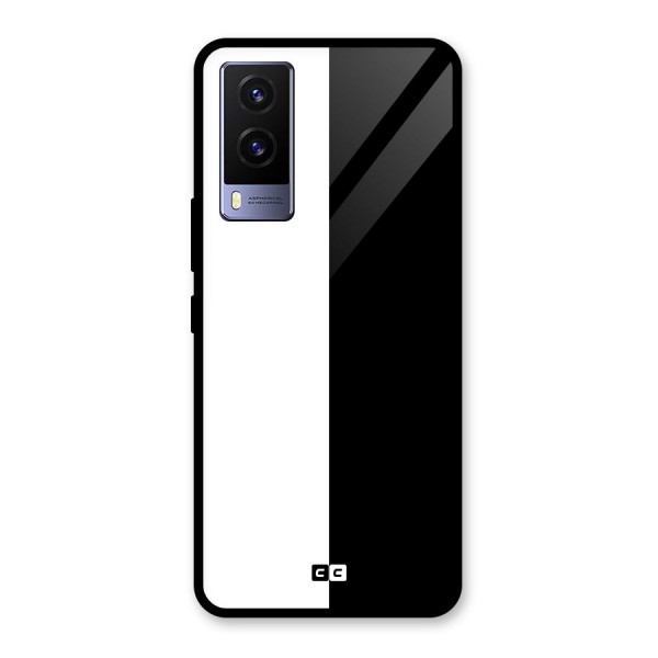 Simple Black White Glass Back Case for Vivo V21e 5G