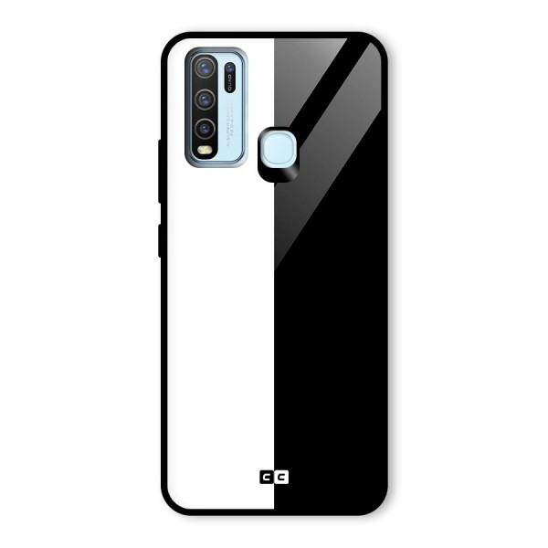 Simple Black White Glass Back Case for Vivo Y30