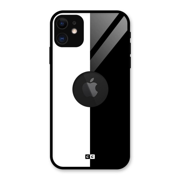 Simple Black White Glass Back Case for iPhone 11 Logo Cut