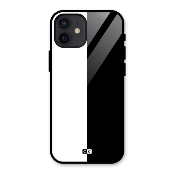 Simple Black White Glass Back Case for iPhone 12