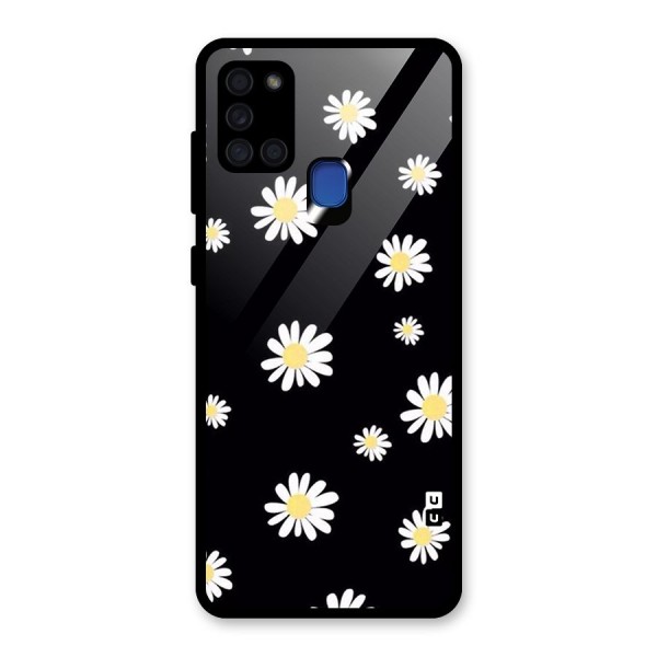 Simple Sunflowers Pattern Glass Back Case for Galaxy A21s