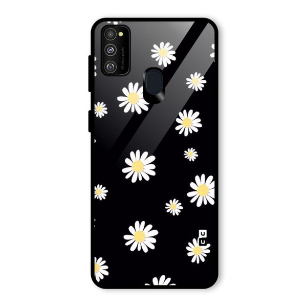 Simple Sunflowers Pattern Glass Back Case for Galaxy M21