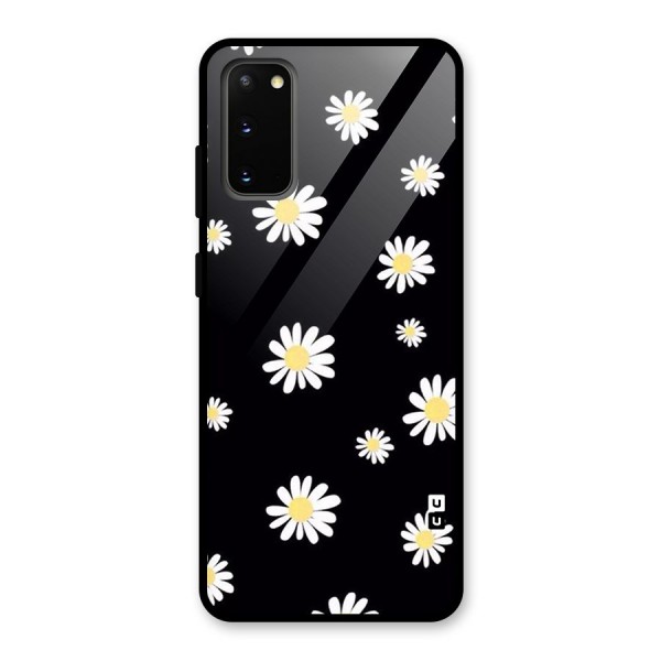 Simple Sunflowers Pattern Glass Back Case for Galaxy S20