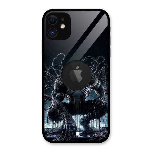 Sitting Venom Glass Back Case for iPhone 11 Logo Cut