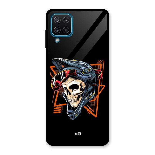 Skull Helmet Glass Back Case for Galaxy A12