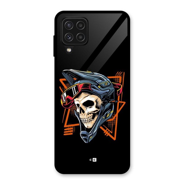 Skull Helmet Glass Back Case for Galaxy A22 4G