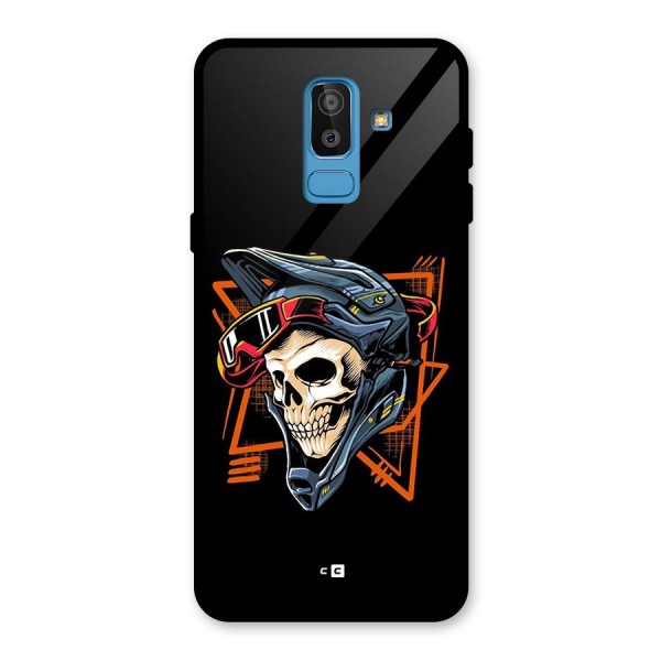 Skull Helmet Glass Back Case for Galaxy J8