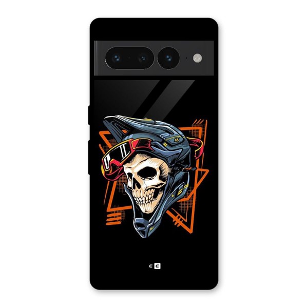 Skull Helmet Glass Back Case for Google Pixel 7 Pro