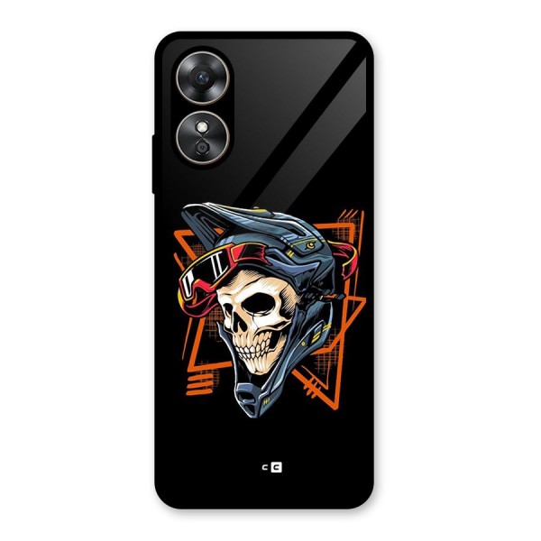 Skull Helmet Glass Back Case for Oppo A17