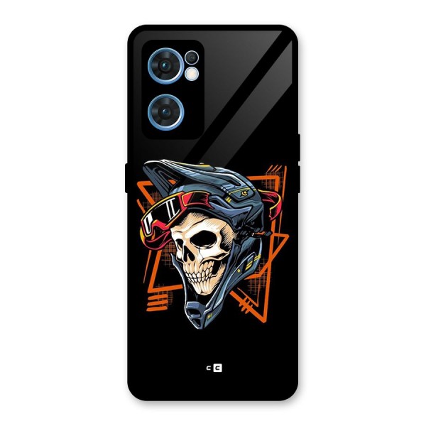 Skull Helmet Glass Back Case for Oppo Reno7 5G